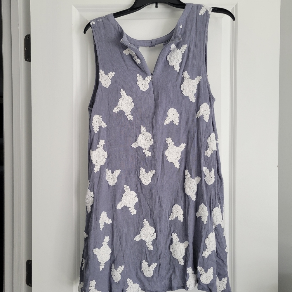 HONEY BELLE FLOWY TOP Tunic/ Dress Medium Blue Embroidery LG - Picture 7 of 9
